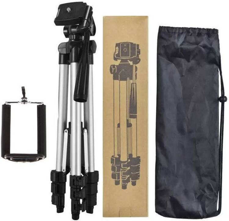 CASADOMANI Portable Adjustable Aluminium Lightweight Camera Stand Tripod-3110 With Three-Dimensional Head & Quick Release Plate For Video Cameras and mobile clip holder for Mobiles & Smartphones Tripod