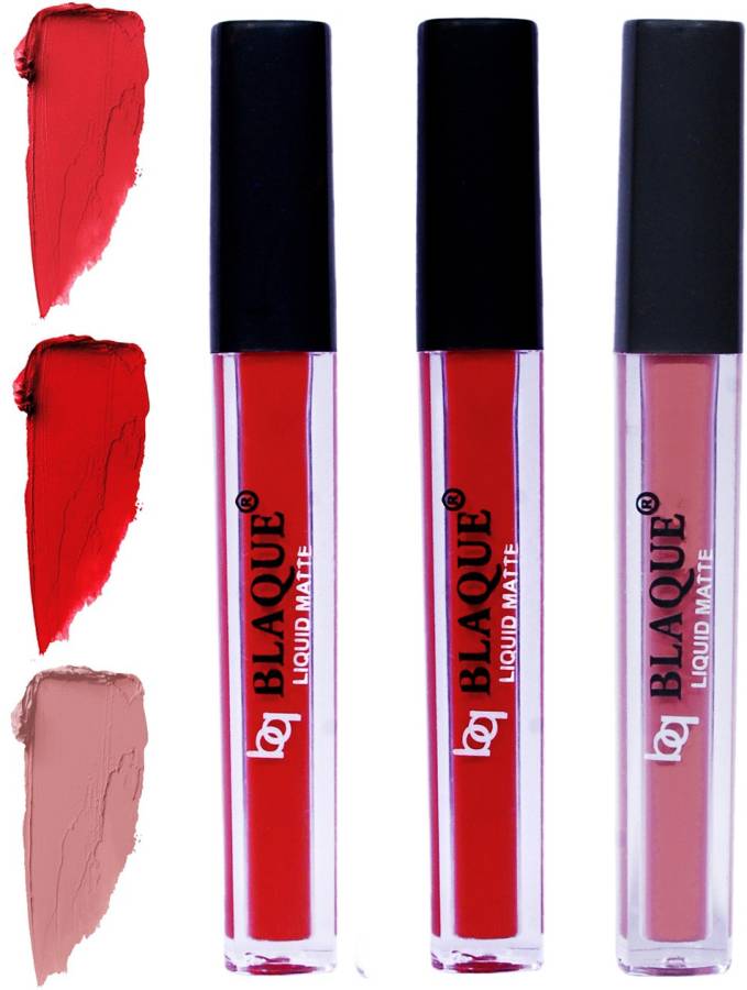 bq BLAQUE Matte Liquid Lip Gloss Combo of 3 Lipstick # 101-102-116 Price in India