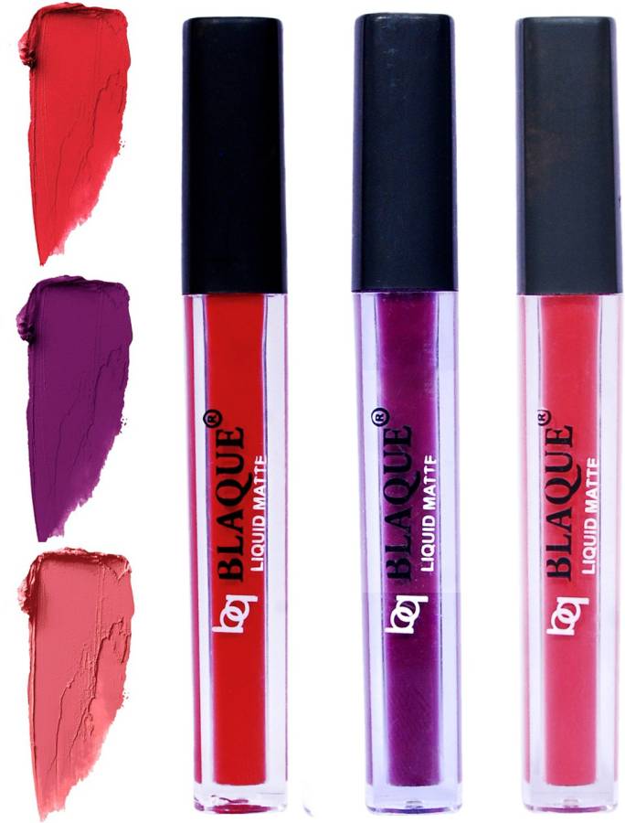 bq BLAQUE Matte Liquid Lip Gloss Combo of 3 Lipstick # 101-103-111 Price in India