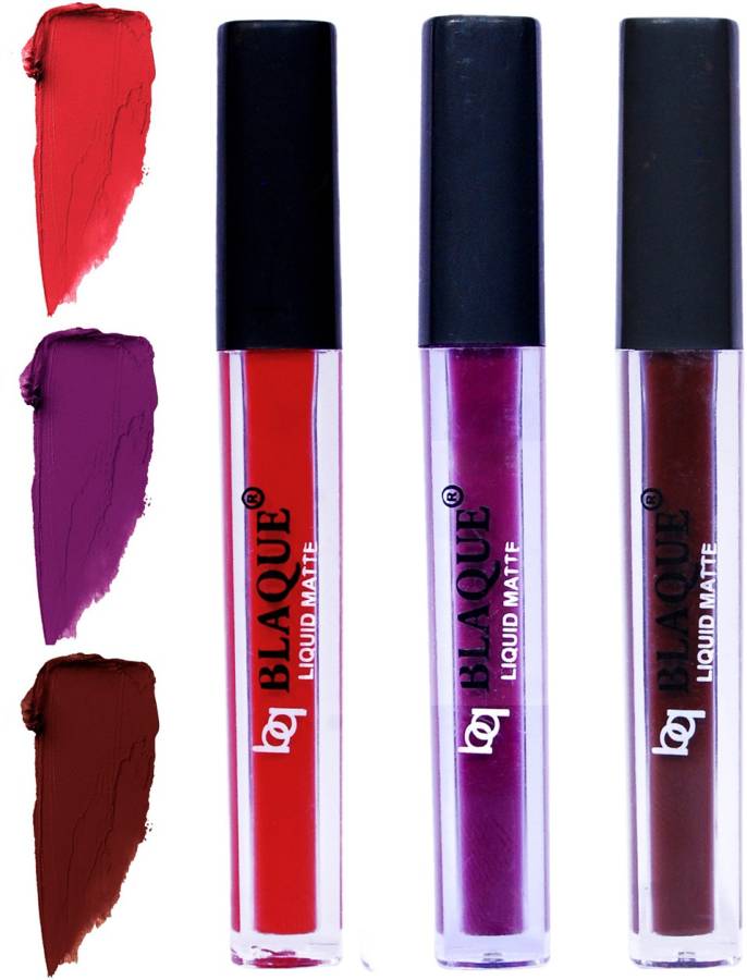 bq BLAQUE Matte Liquid Lip Gloss Combo of 3 Lipstick # 101-103-106 Price in India