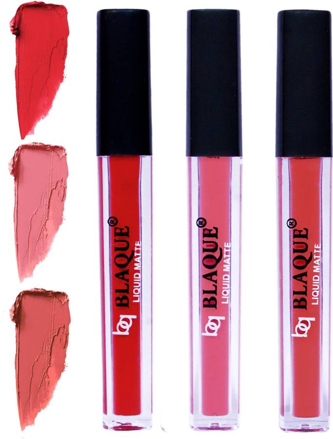 bq BLAQUE Matte Liquid Lip Gloss Combo of 3 Lipstick # 101-107-112 Price in India