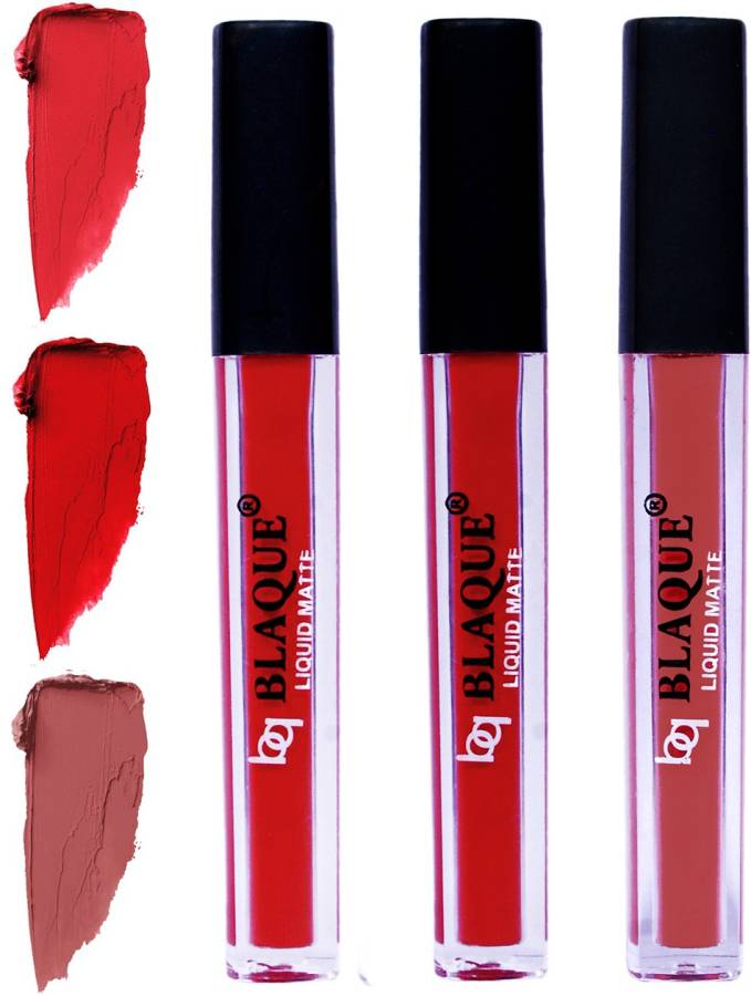 bq BLAQUE Matte Liquid Lip Gloss Combo of 3 Lipstick # 101-102-113 Price in India
