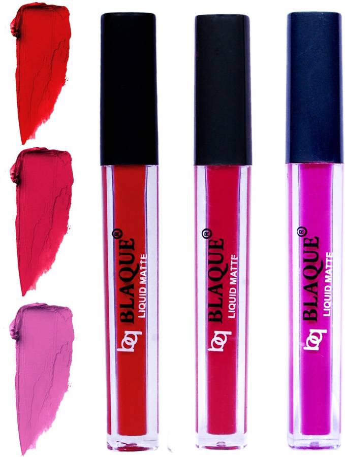 bq BLAQUE Matte Liquid Lip Gloss Combo of 3 Lipstick # 102-104-117 Price in India