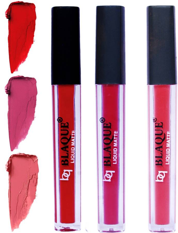 bq BLAQUE Matte Liquid Lip Gloss Combo of 3 Lipstick # 102-108-111 Price in India