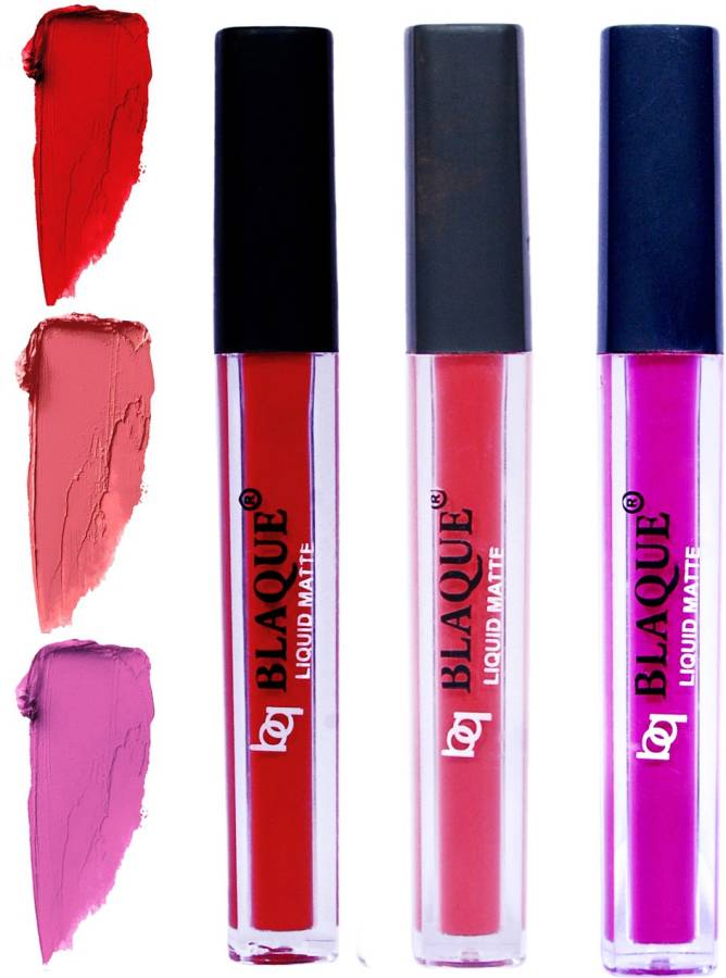 bq BLAQUE Matte Liquid Lip Gloss Combo of 3 Lipstick # 102-111-117 Price in India