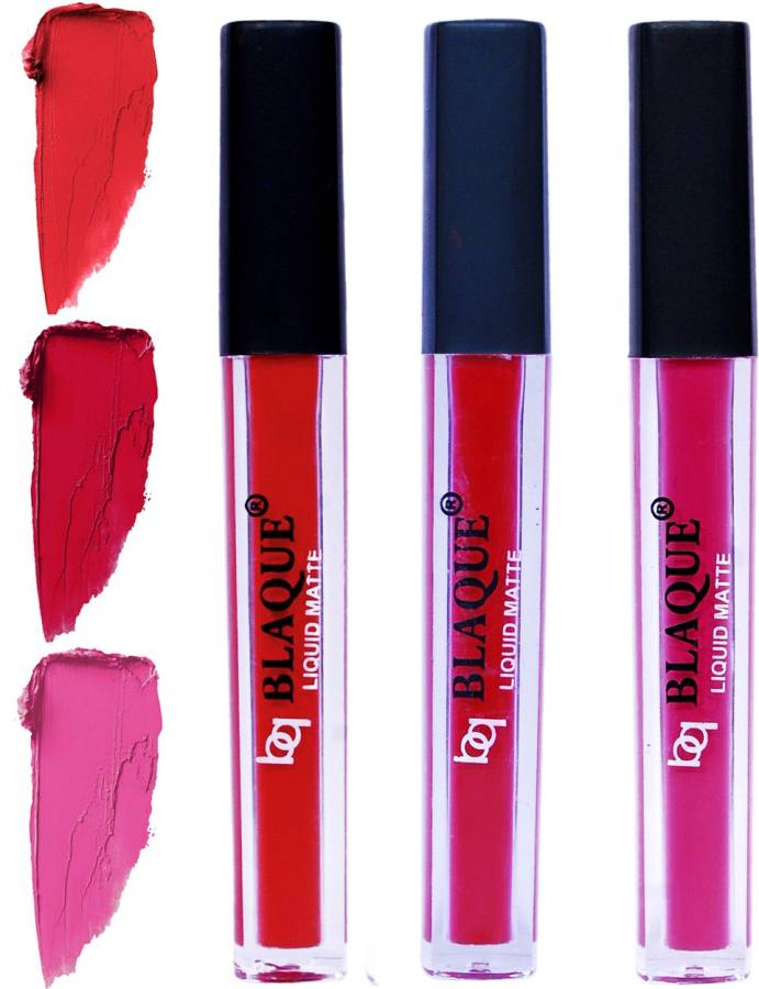 bq BLAQUE Matte Liquid Lip Gloss Combo of 3 Lipstick # 101-109-110 Price in India
