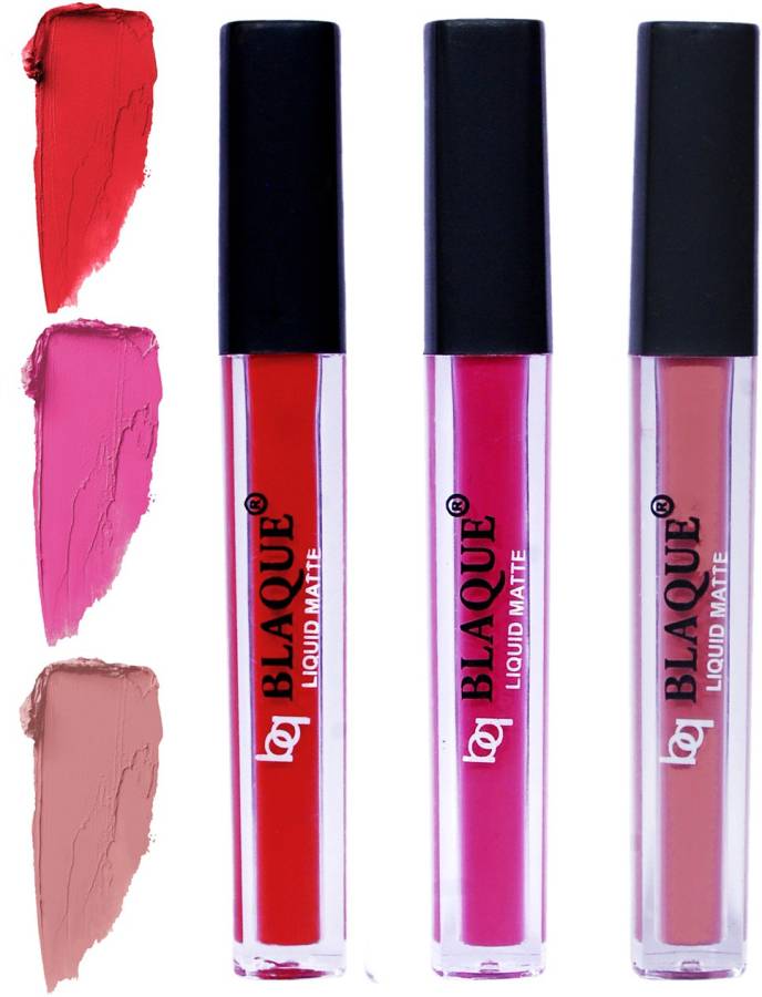 bq BLAQUE Matte Liquid Lip Gloss Combo of 3 Lipstick # 101-110-116 Price in India