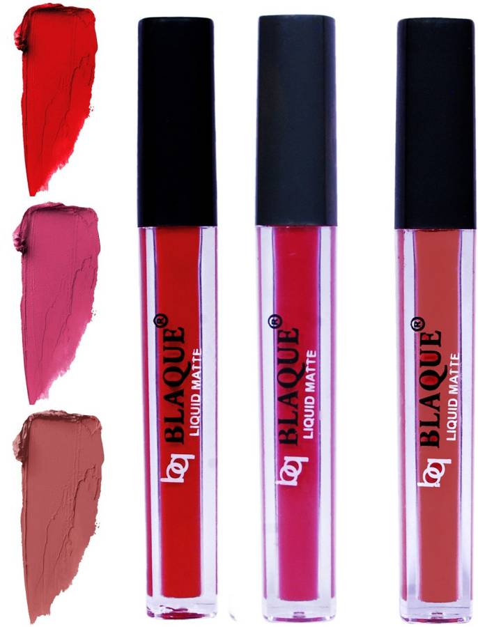 bq BLAQUE Matte Liquid Lip Gloss Combo of 3 Lipstick # 102-108-113 Price in India