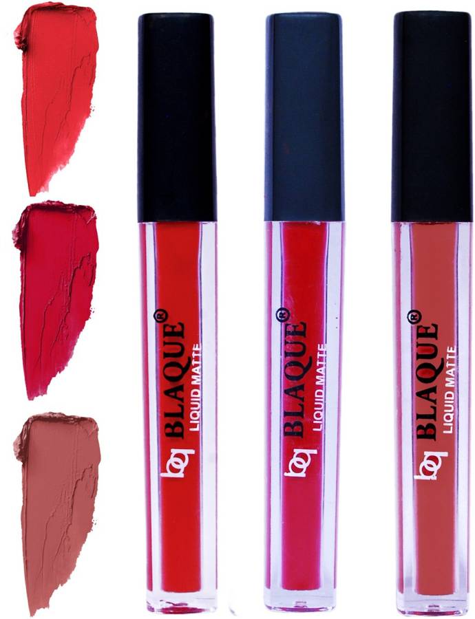 bq BLAQUE Matte Liquid Lip Gloss Combo of 3 Lipstick # 101-109-113 Price in India