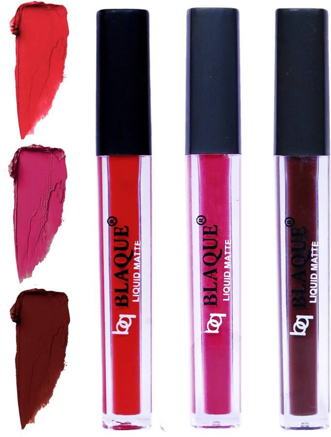 bq BLAQUE Matte Liquid Lip Gloss Combo of 3 Lipstick # 101-105-106 Price in India