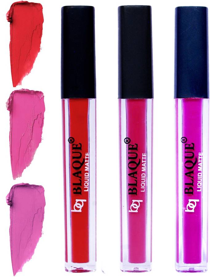 bq BLAQUE Matte Liquid Lip Gloss Combo of 3 Lipstick # 101-110-117 Price in India