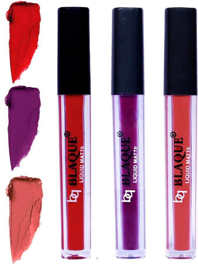 bq BLAQUE Matte Liquid Lip Gloss Combo of 3 Lipstick # 102-103-112 Price in India