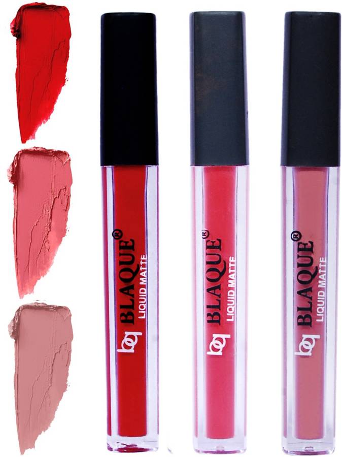 bq BLAQUE Matte Liquid Lip Gloss Combo of 3 Lipstick # 102-111-116 Price in India