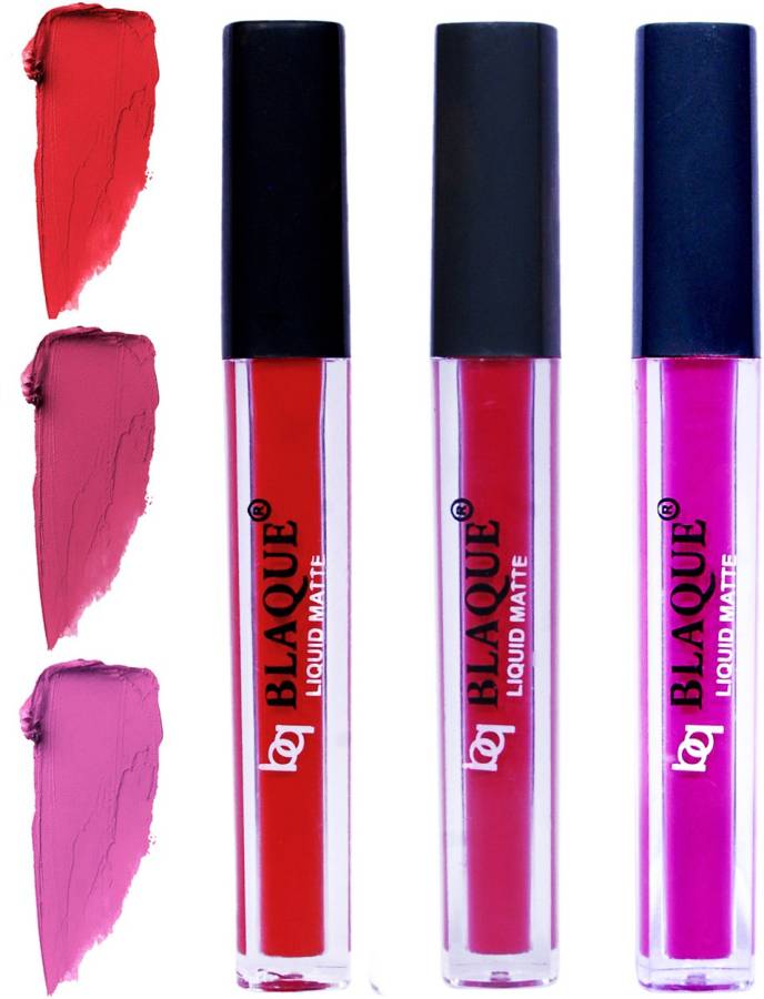 bq BLAQUE Matte Liquid Lip Gloss Combo of 3 Lipstick # 101-108-117 Price in India