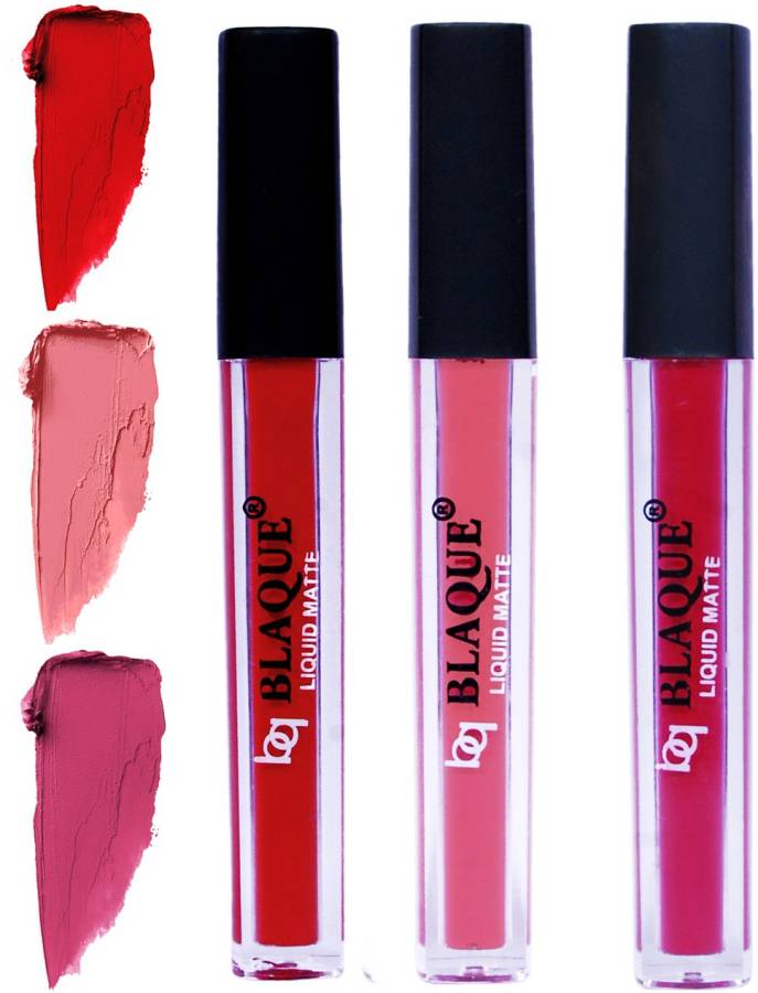 bq BLAQUE Matte Liquid Lip Gloss Combo of 3 Lipstick # 102-107-108 Price in India