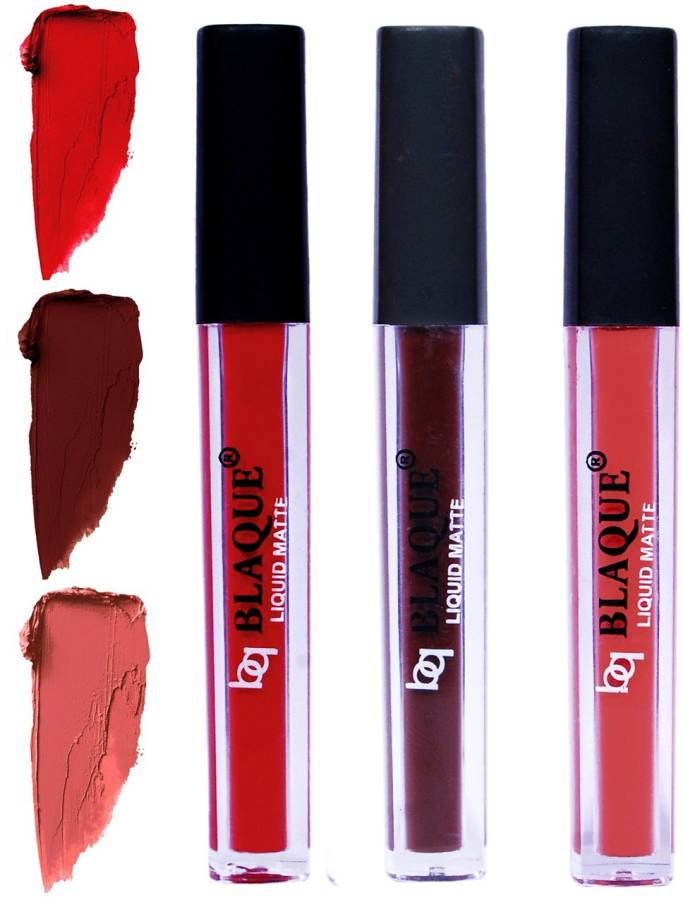 bq BLAQUE Matte Liquid Lip Gloss Combo of 3 Lipstick # 102-106-112 Price in India