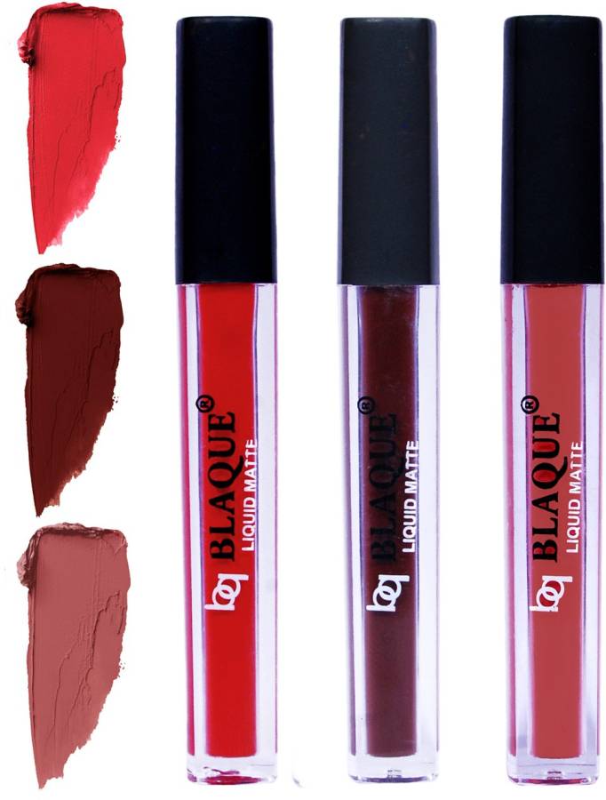 bq BLAQUE Matte Liquid Lip Gloss Combo of 3 Lipstick # 101-106-113 Price in India