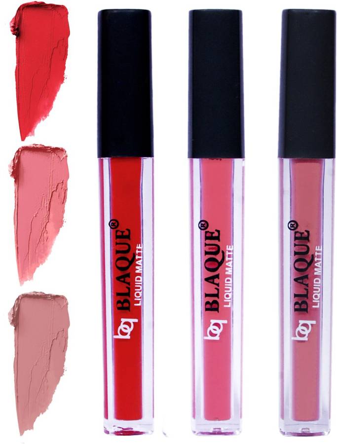 bq BLAQUE Matte Liquid Lip Gloss Combo of 3 Lipstick # 101-107-116 Price in India
