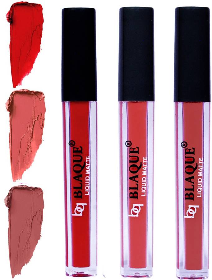 bq BLAQUE Matte Liquid Lip Gloss Combo of 3 Lipstick # 102-112-113 Price in India