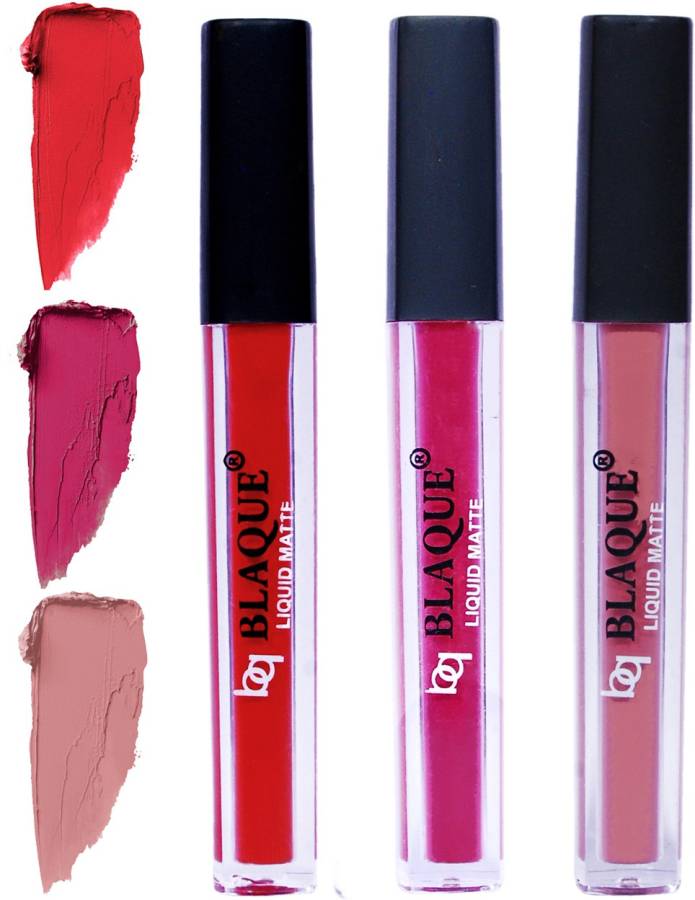 bq BLAQUE Matte Liquid Lip Gloss Combo of 3 Lipstick # 101-105-116 Price in India