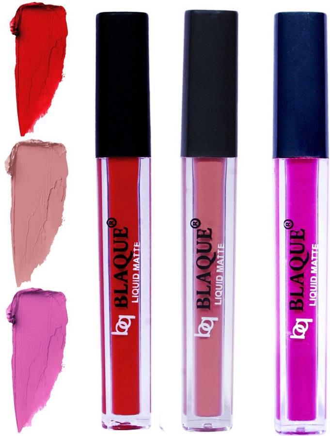 bq BLAQUE Matte Liquid Lip Gloss Combo of 3 Lipstick # 102-116-117 Price in India