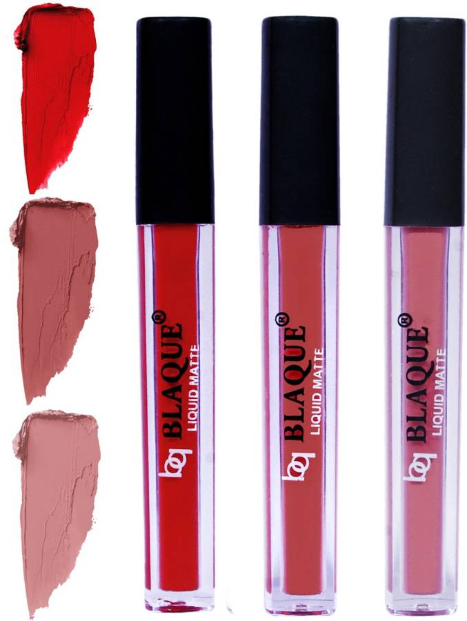 bq BLAQUE Matte Liquid Lip Gloss Combo of 3 Lipstick # 102-113-116 Price in India