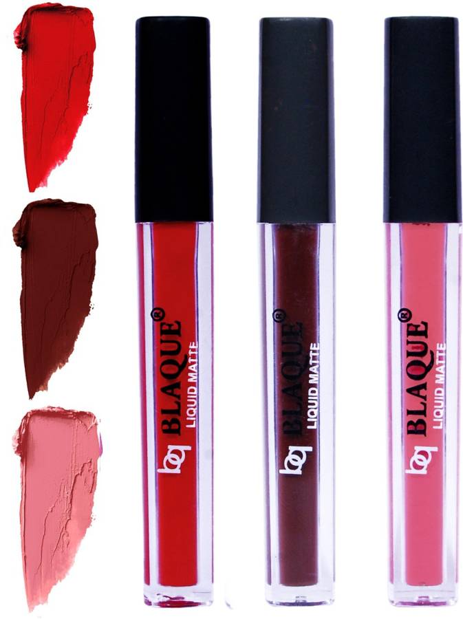 bq BLAQUE Matte Liquid Lip Gloss Combo of 3 Lipstick # 102-106-107 Price in India
