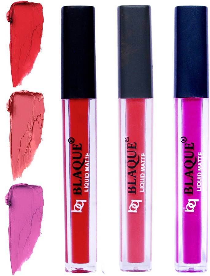 bq BLAQUE Matte Liquid Lip Gloss Combo of 3 Lipstick # 101-111-117 Price in India