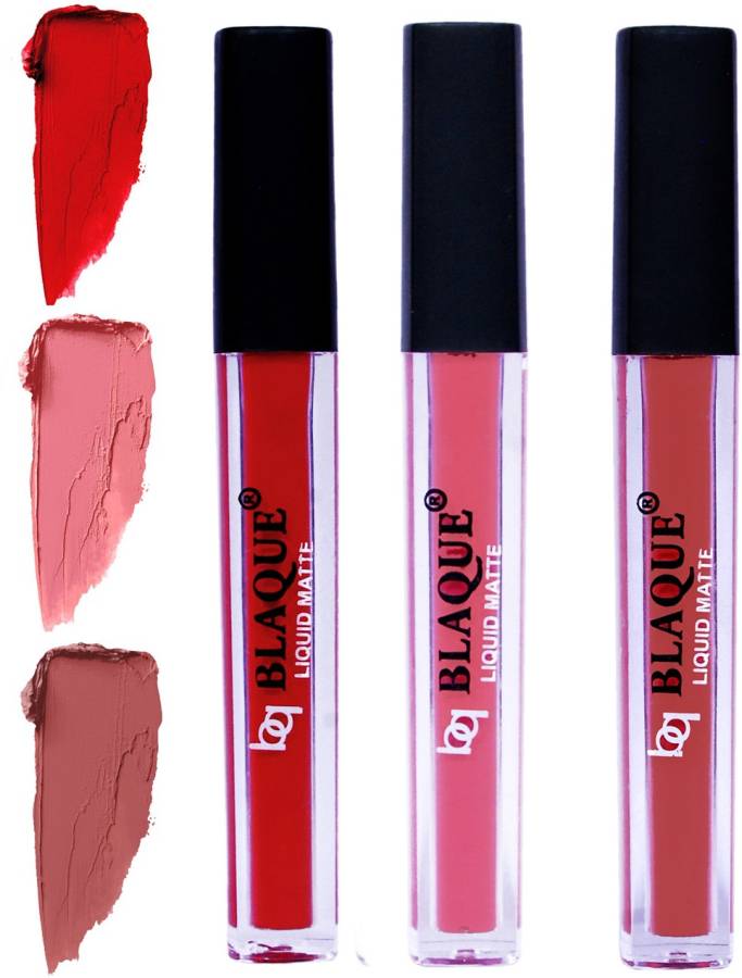 bq BLAQUE Matte Liquid Lip Gloss Combo of 3 Lipstick # 102-107-113 Price in India
