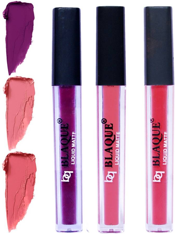 bq BLAQUE Matte Liquid Lip Gloss Combo of 3 Lipstick # 103-107-111 Price in India