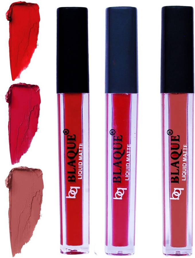 bq BLAQUE Matte Liquid Lip Gloss Combo of 3 Lipstick # 102-109-113 Price in India