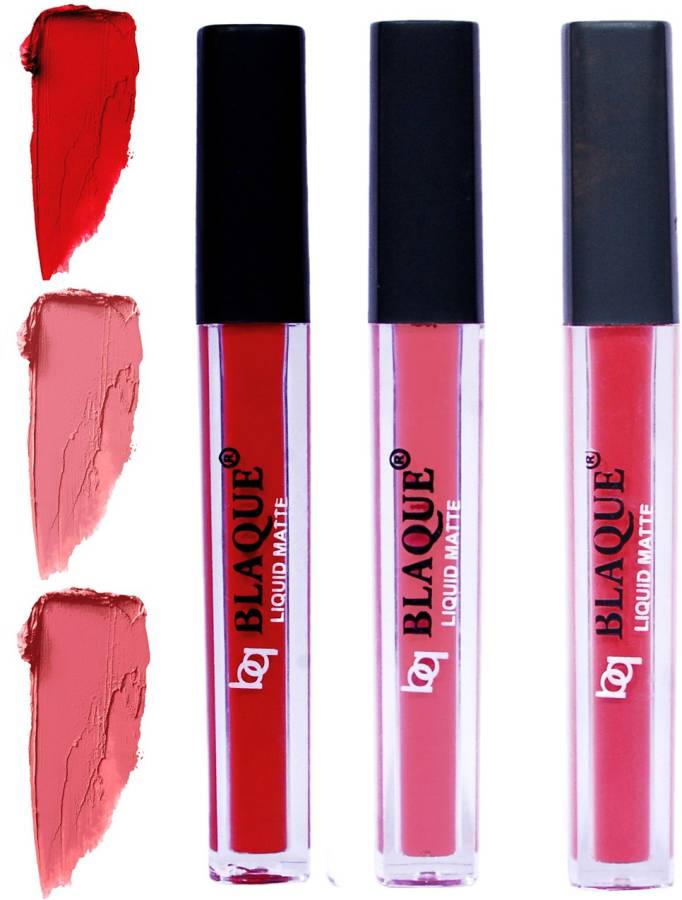 bq BLAQUE Matte Liquid Lip Gloss Combo of 3 Lipstick # 102-107-111 Price in India