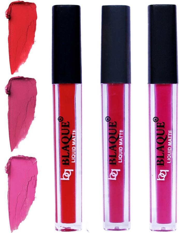 bq BLAQUE Matte Liquid Lip Gloss Combo of 3 Lipstick # 101-108-110 Price in India