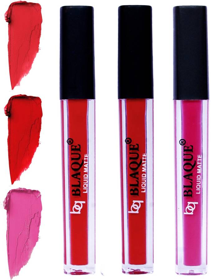 bq BLAQUE Matte Liquid Lip Gloss Combo of 3 Lipstick # 101-102-110 Price in India
