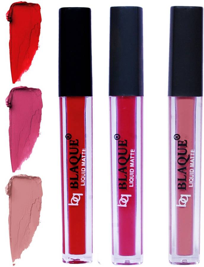 bq BLAQUE Matte Liquid Lip Gloss Combo of 3 Lipstick # 102-108-116 Price in India