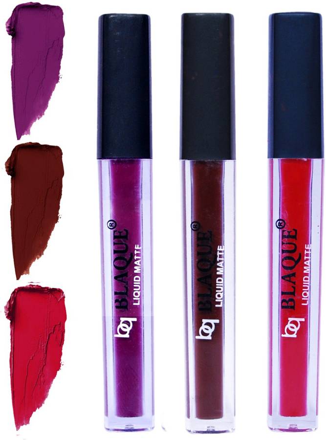 bq BLAQUE Matte Liquid Lip Gloss Combo of 3 Lipstick # 103-106-109 Price in India