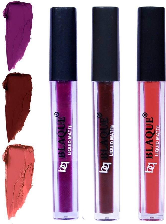 bq BLAQUE Matte Liquid Lip Gloss Combo of 3 Lipstick # 103-106-112 Price in India