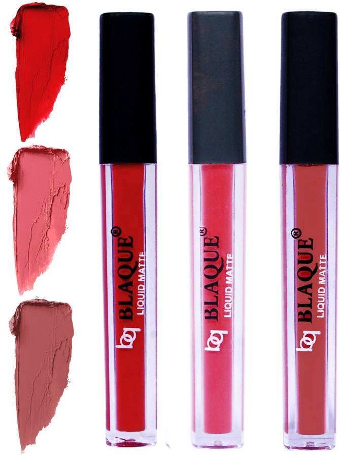 bq BLAQUE Matte Liquid Lip Gloss Combo of 3 Lipstick # 102-111-113 Price in India