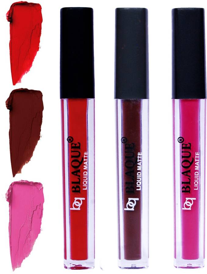 bq BLAQUE Matte Liquid Lip Gloss Combo of 3 Lipstick # 102-106-110 Price in India