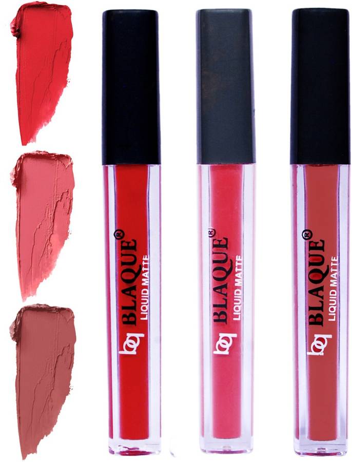 bq BLAQUE Matte Liquid Lip Gloss Combo of 3 Lipstick # 101-111-113 Price in India