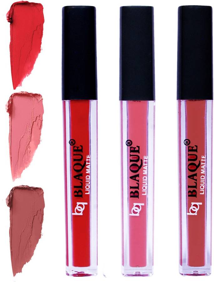 bq BLAQUE Matte Liquid Lip Gloss Combo of 3 Lipstick # 101-107-113 Price in India