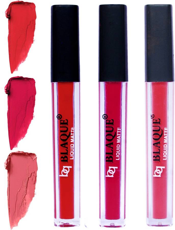 bq BLAQUE Matte Liquid Lip Gloss Combo of 3 Lipstick # 101-104-111 Price in India