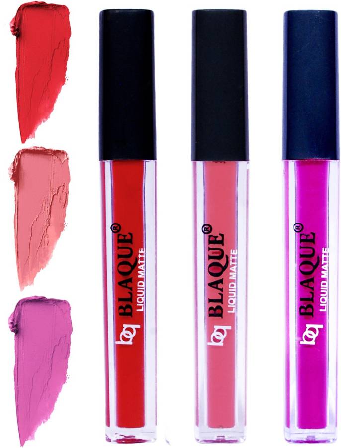 bq BLAQUE Matte Liquid Lip Gloss Combo of 3 Lipstick # 101-107-117 Price in India