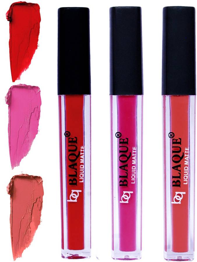 bq BLAQUE Matte Liquid Lip Gloss Combo of 3 Lipstick # 102-110-112 Price in India