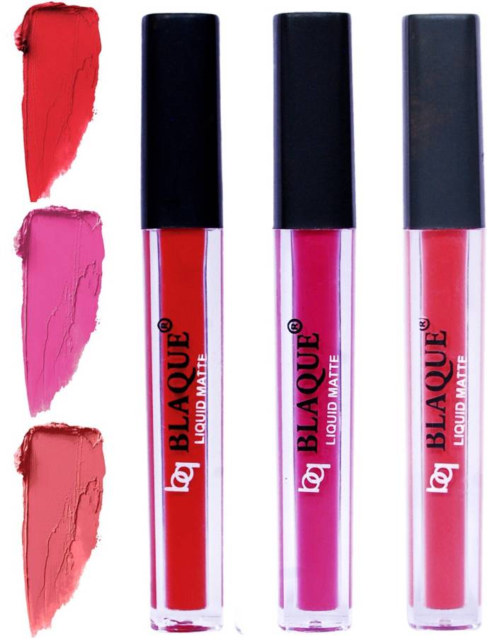 bq BLAQUE Matte Liquid Lip Gloss Combo of 3 Lipstick # 101-110-111 Price in India