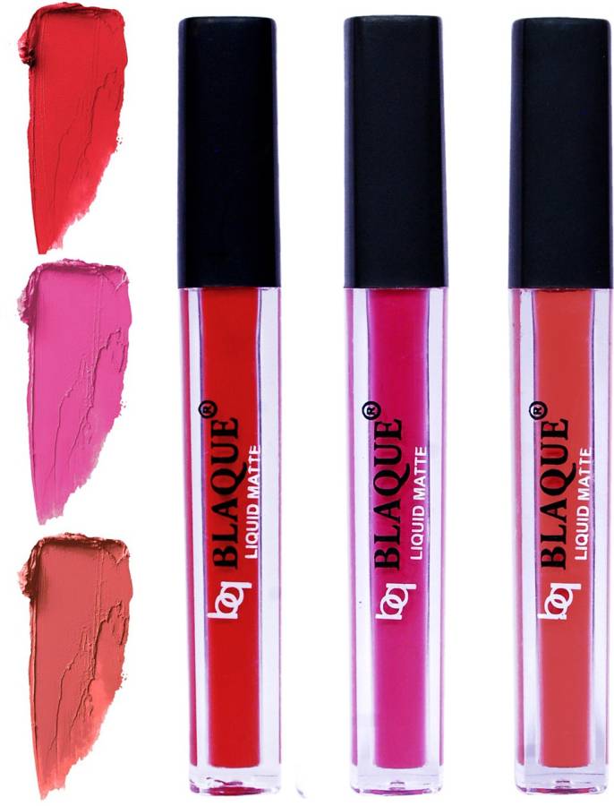bq BLAQUE Matte Liquid Lip Gloss Combo of 3 Lipstick # 101-110-112 Price in India