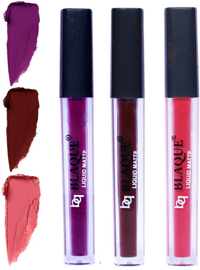 bq BLAQUE Matte Liquid Lip Gloss Combo of 3 Lipstick # 103-106-111 Price in India