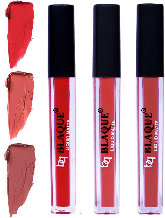 bq BLAQUE Matte Liquid Lip Gloss Combo of 3 Lipstick # 101-112-113 Price in India