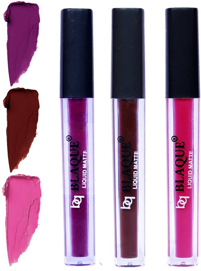 bq BLAQUE Matte Liquid Lip Gloss Combo of 3 Lipstick # 103-106-110 Price in India
