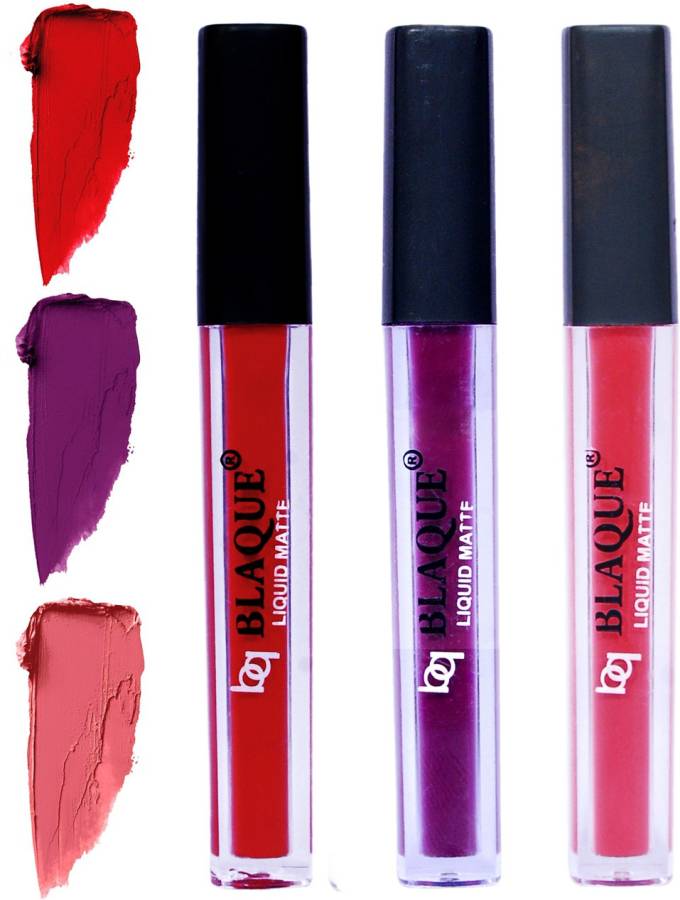 bq BLAQUE Matte Liquid Lip Gloss Combo of 3 Lipstick # 102-103-111 Price in India